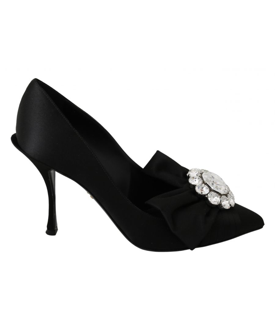 Image for Dolce & Gabbana Black Silk Crystals High Heels Pumps Shoes