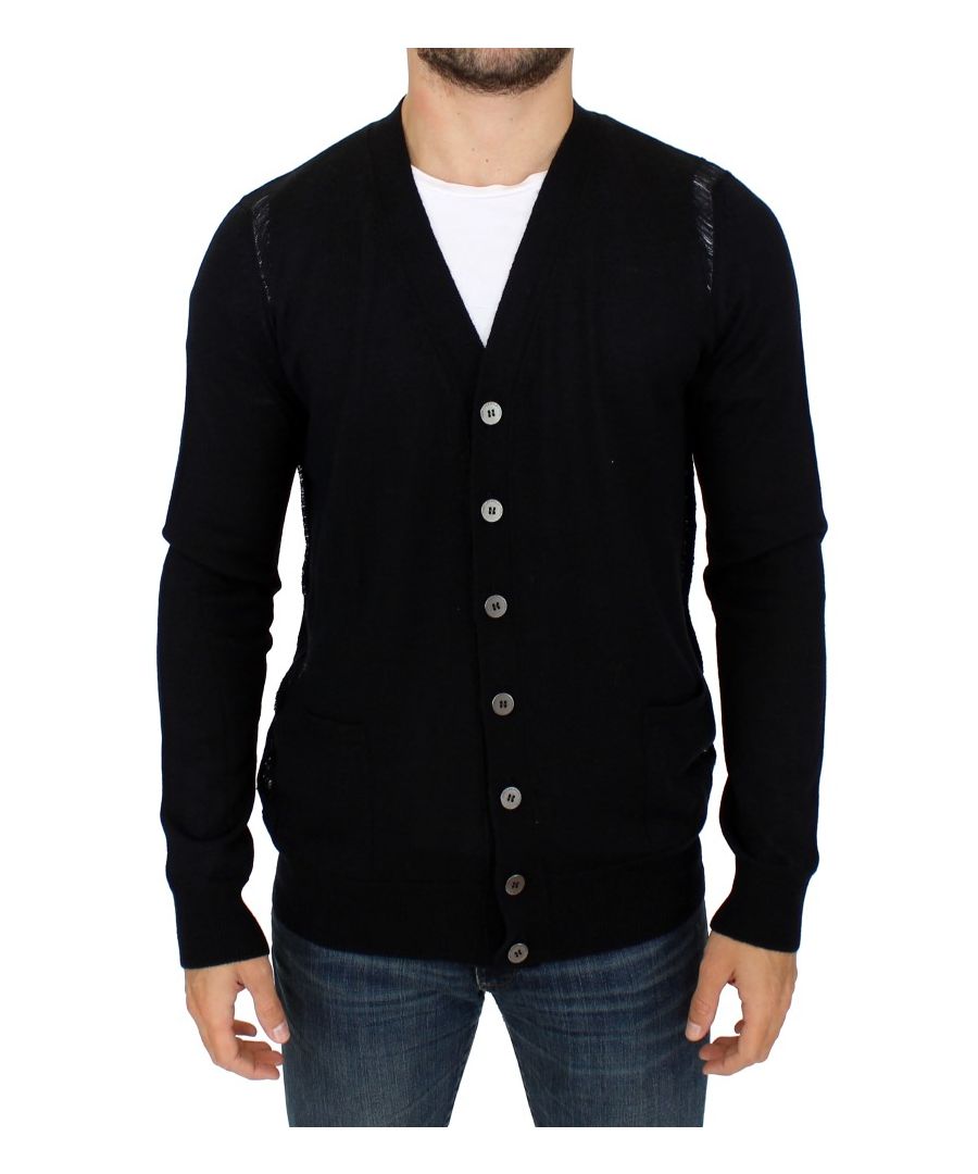 Image for Karl Lagerfeld Black wool cardigan sweater