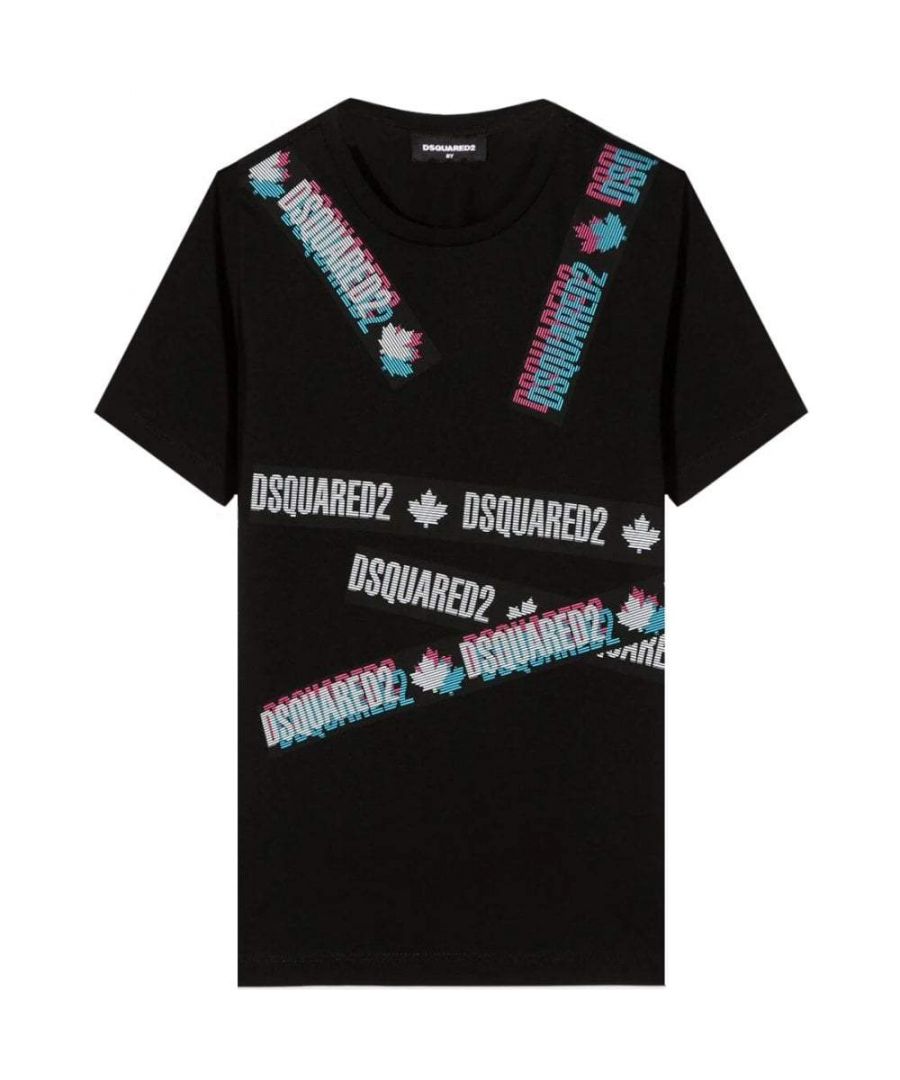 Image for Dsquared2 Boys Tape Logo T-Shirt Black