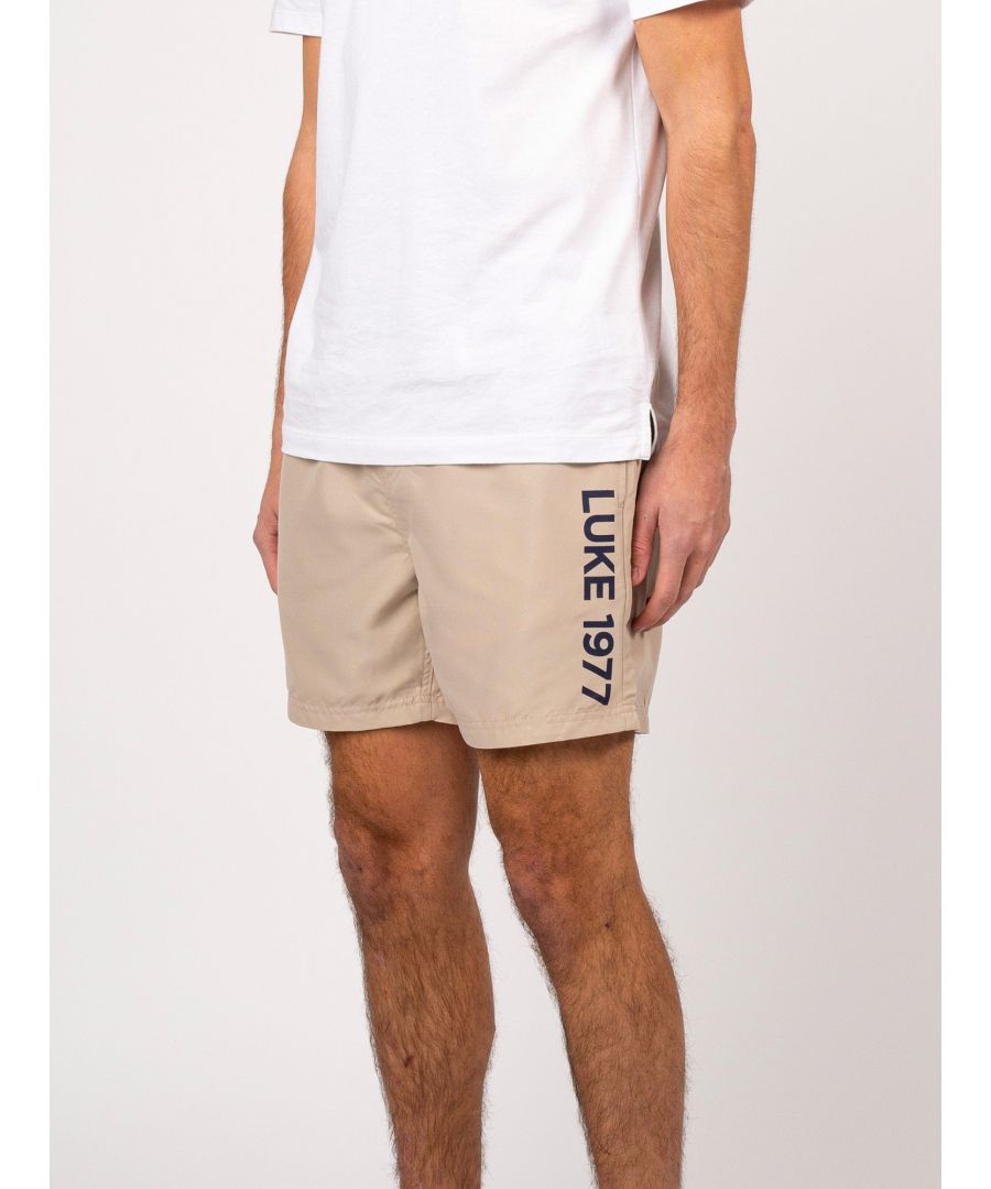 Luke 1977 Mens Side On Swim Shorts in Stone Beige - Size Large