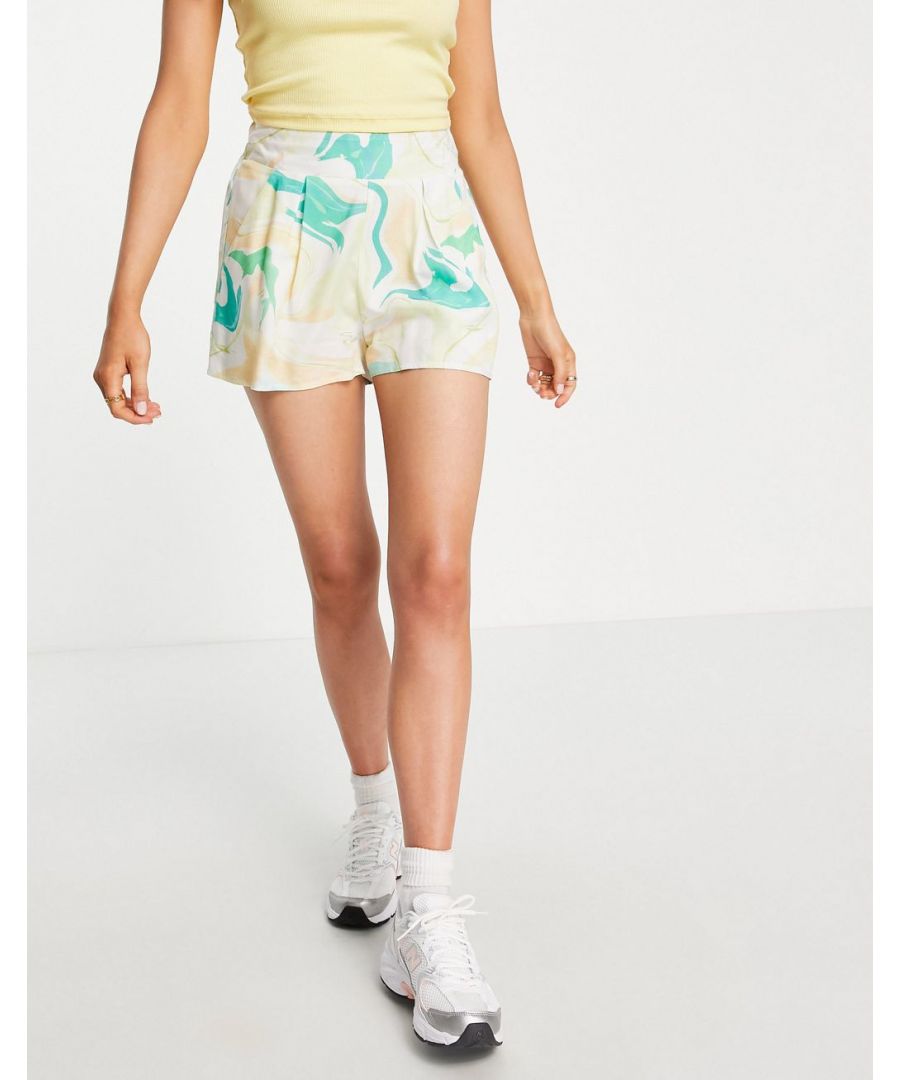Shorts by ASOS DESIGN Make some legroom All-over swirl print High rise Stretch-back waist Side pockets Regular fit Sold by Asos