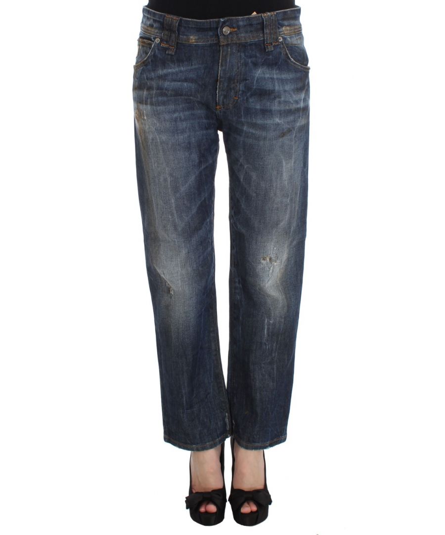 Image for Dolce & Gabbana Blue Wash Cotton Boyfriend Fit Cropped Jeans