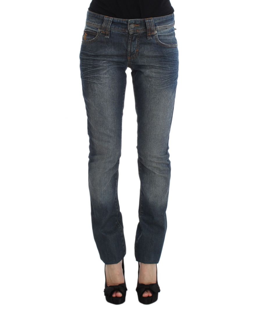 john galliano womens blue wash cotton blend slim fit jeans - multicolour - size 31 (waist)