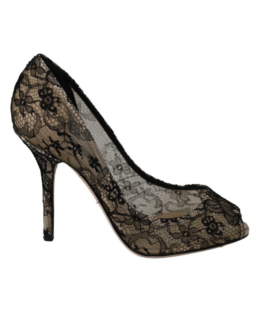 Image for Dolce  Gabbana Black Lace Heels Pumps Champagne Shoes