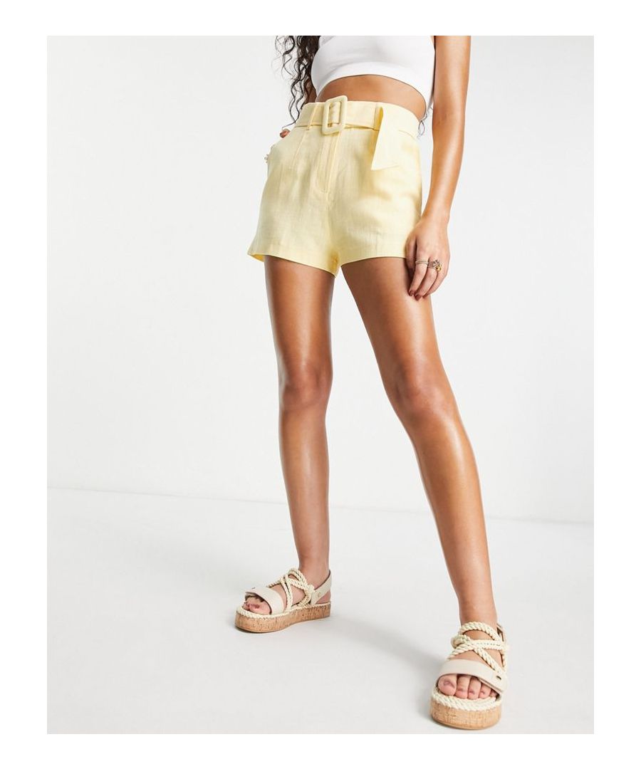 Petite shorts by Miss Selfridge Next stop: checkout High rise Belt loops Belted detail Side pockets Regular fit  Sold By: Asos