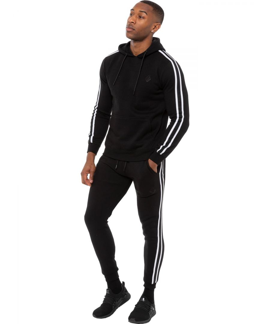 Enzo Mens Tape Hoodie Full Overhead Tracksuit. Overhead Hooded Top. Enzo Embroidery Logo on Chest and Contrast Stripe Design on Sleeves. Hoodie with Drawstring. Ribbed Waist and Cuffs. Kangaroo Pockets. Enzo Mens Casual Designer Striped Tracksuit Joggers. Featuring Classic Contrast Stripes to Sides. 2 Side Pockets. Cotton Blend for Superior Comfort. Adjustable Waist with Drawstrings. Athleisure Perfect for All Gym wear