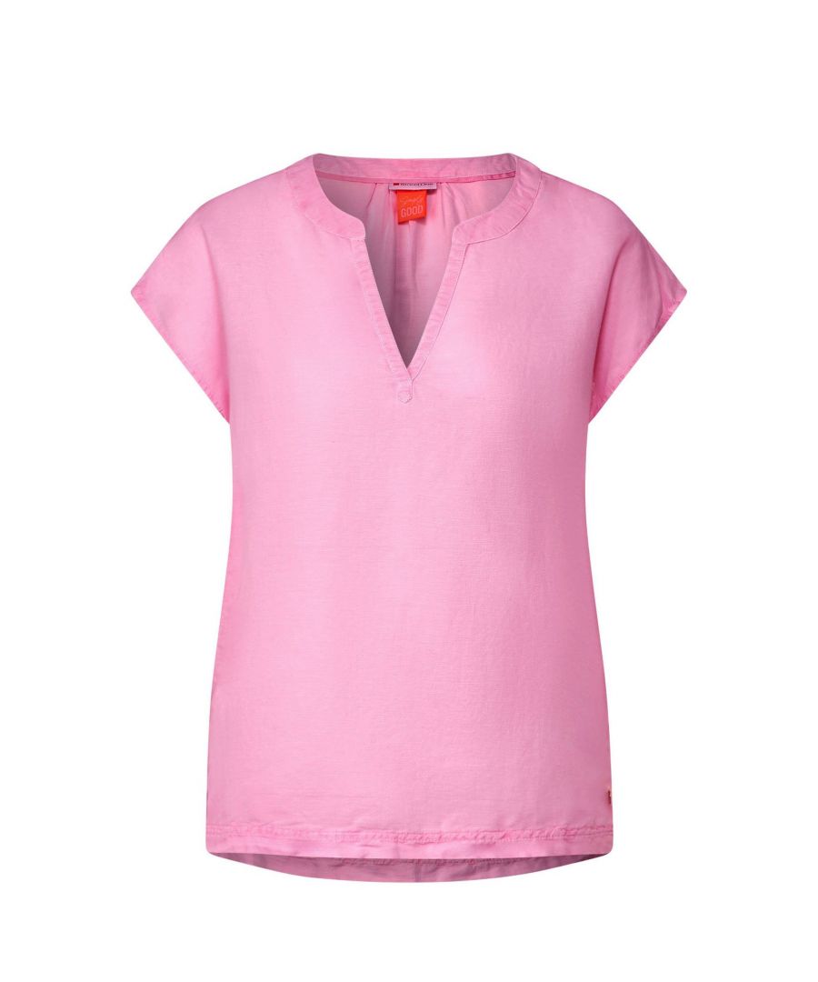 Street One top met linnen roze