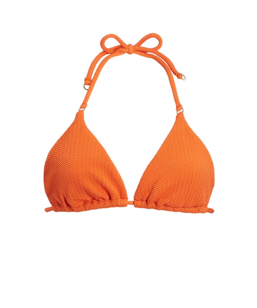 Seafolly niet-voorgevormde triangel bikinitop met textuur oranje