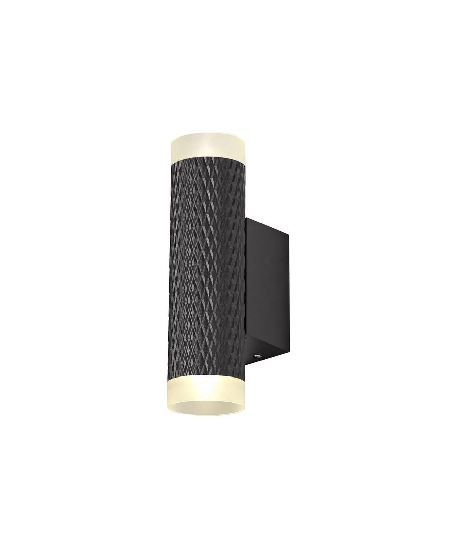 Finish: Acrylic, Sand Black | IP Rating: IP20 | Height (cm): 22 | Diameter (cm): 6 | Projection (cm): 10 | No. of Lights: 2 | Lamp Type: GU10 | Wattage (max): 50W | Weight (kg): 0.480kg | Bulb Included: No