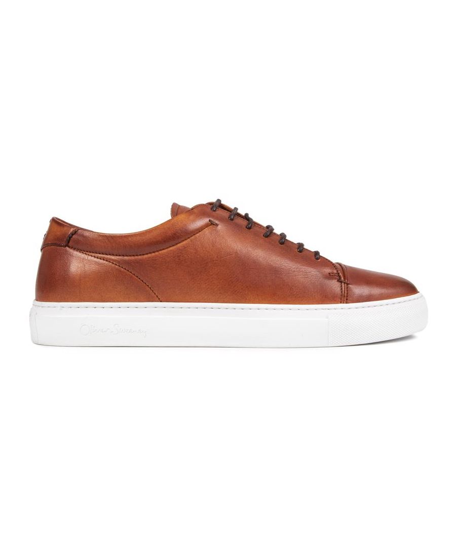 Men's Oliver Sweeney Style Grandola Has Been A Favourite For Several Years And Is Now Available In Classic Tan. Produced In Portugal The Full Grain Calf Leather Upper Has Concealed Eyelets And Hand Stitched Detail, Creating A Clean Crisp Look.