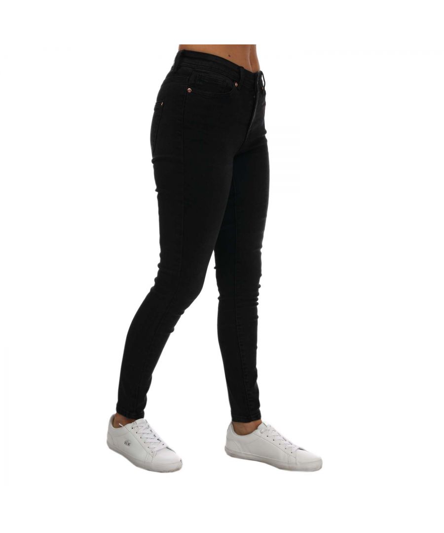 only womenss wauw mid skinny jeans in black cotton - size 6 short