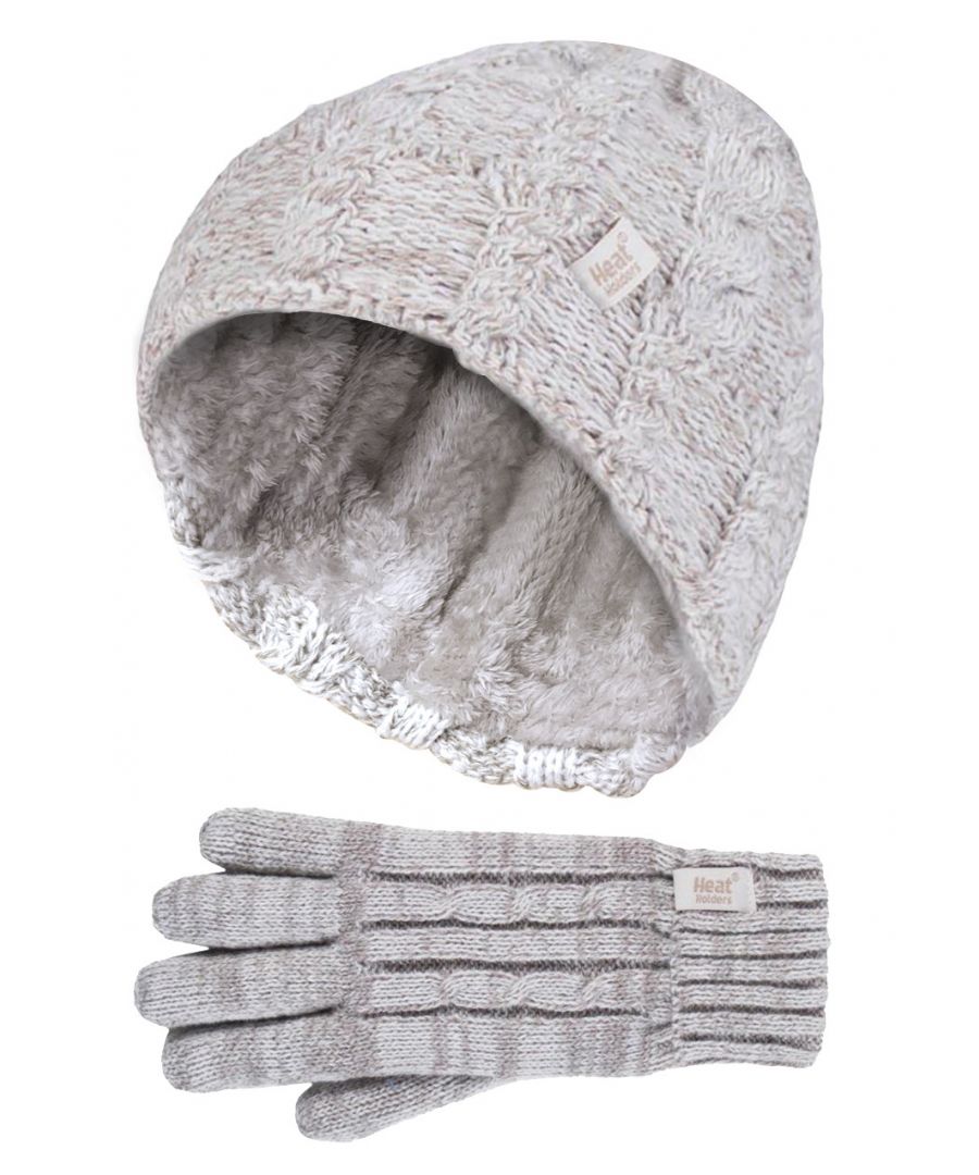 Heat Holders Kabelgebreide warme mutshandschoenenset voor meisjes - CO5P14