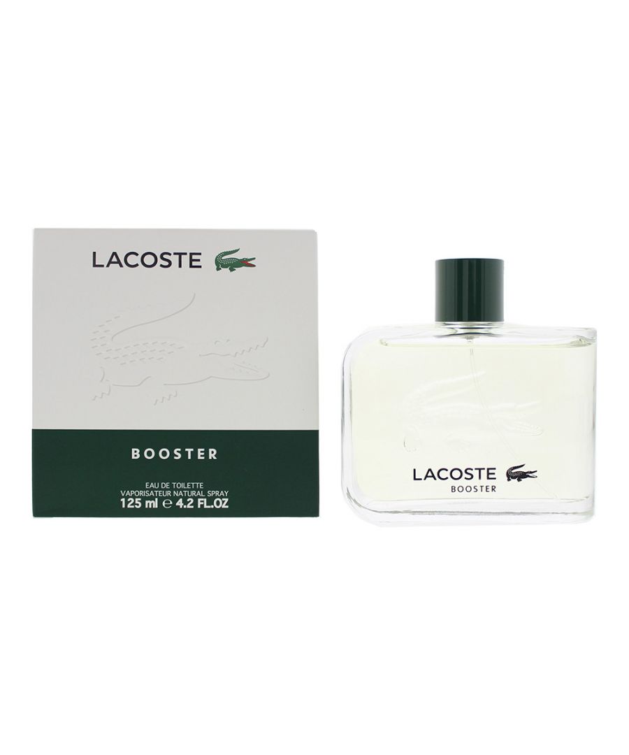Booster is a citrus aromatic fragrance for men, which was launched in 1996 by Lacoste. The fragrance contains top notes of Eucalyptus, Spicy Mint, Grapefruit and Orange; with middle notes of Basil, Lavender, Galbanum, Chili Pepper and Nutmeg; and base notes of Vetiver, Sandalwood and Cedar. The scent is a fresh, herbal one with a strong and notable mint note. The notes create a fresh, sporty scent, ideal for the Spring and Sumer time.