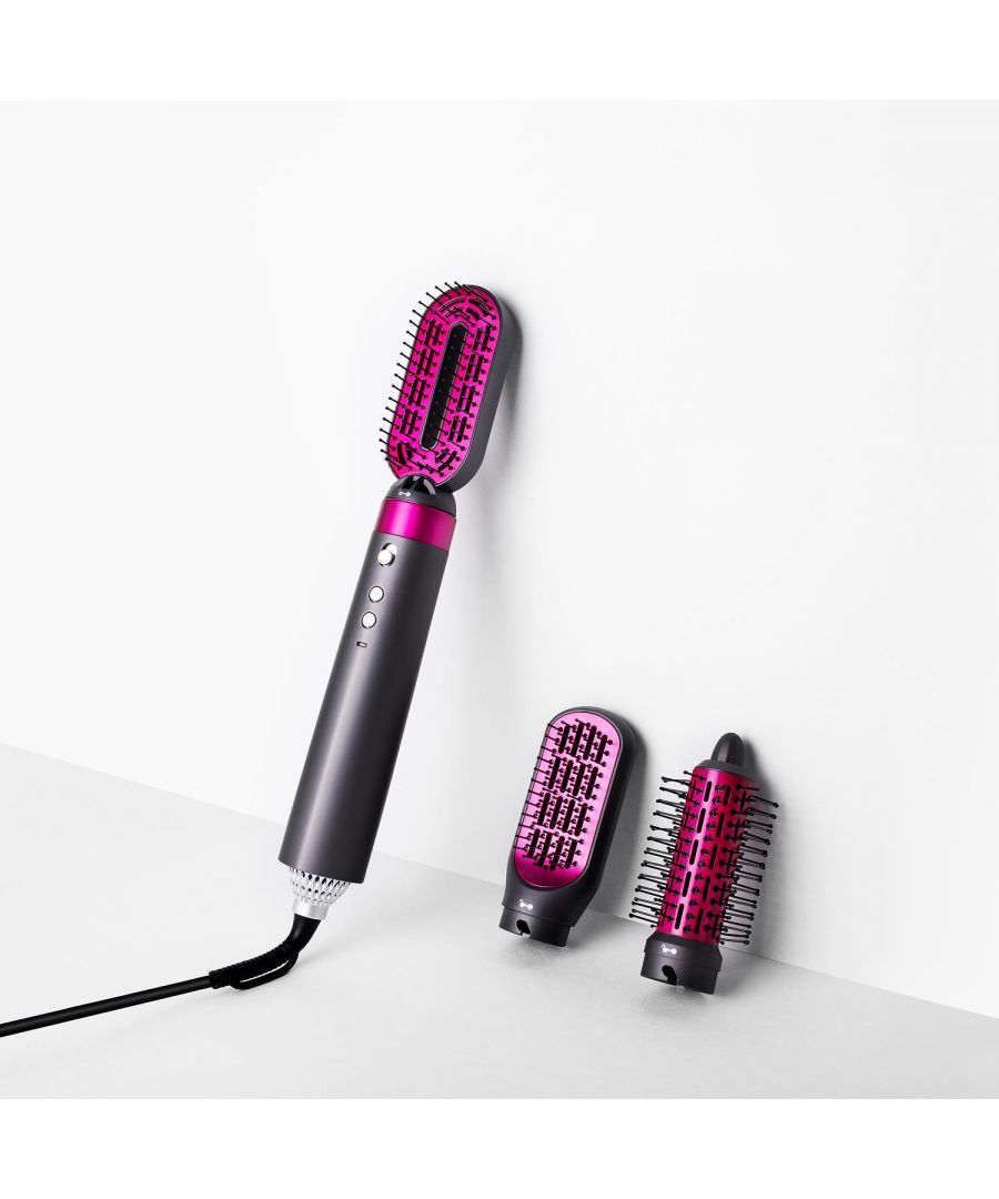 All of your hairstyling needs in one tool with the envie 3 in 1 Hair Styling Brush!  With three interchangeable combs, including a 12cm styling brush for curling, 14cm brush head for straightening and a 15cm brush for blow-drying – enjoy a variety of looks from one tool.\n\nKey Features: \n3 interchangeable combs\nHair curling, straightening and drying\nOne button temperature control\n3 heat settings – hot/warm/cool\n2 speed settings – high/low\nLed light indicator for temperature settings\nMax. power: 900 watts