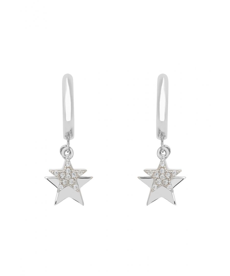 Image for Astro Double Star Huggie Hoop Earring Silver