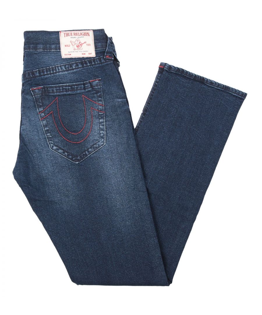L.A fashion brand True Religion has become a global denim expert, that has redesigned and reinvented the traditional five-pocket jean. They quickly became known for quality craftsmanship, bold designs and the iconic lucky horseshoe logo.The Ricky Straight Fit Jeans boast their bold designs. Crafted from stretch cotton denim in a classic five-pocket design with a dark denim wash and sleek hardware. Finished with the iconic horseshoe detailing at the rear pockets and signature True Religion branding. Relaxed Straight Fit, Stretch Cotton Denim, Belt Looped Waist, Five Pocket Design, Zip Button Fly, True Religion Branding. Style & Fit:Relaxed Straight Fit, Fits True to Size. Composition & Care:99% Cotton, 1% Elastane, Machine Wash.