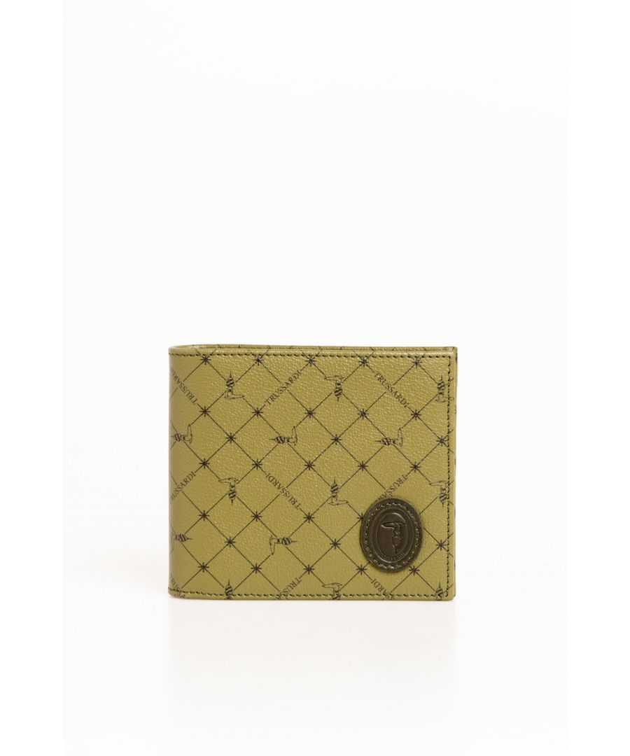 Monogram Wallet In Crespo Leather With Fine Texture With A Grain Effect. Side Opening And Internal Card Compartments. All-over 70s Print. Trussardi Logo On The Front. Dimensions: 15 X 13 X 3