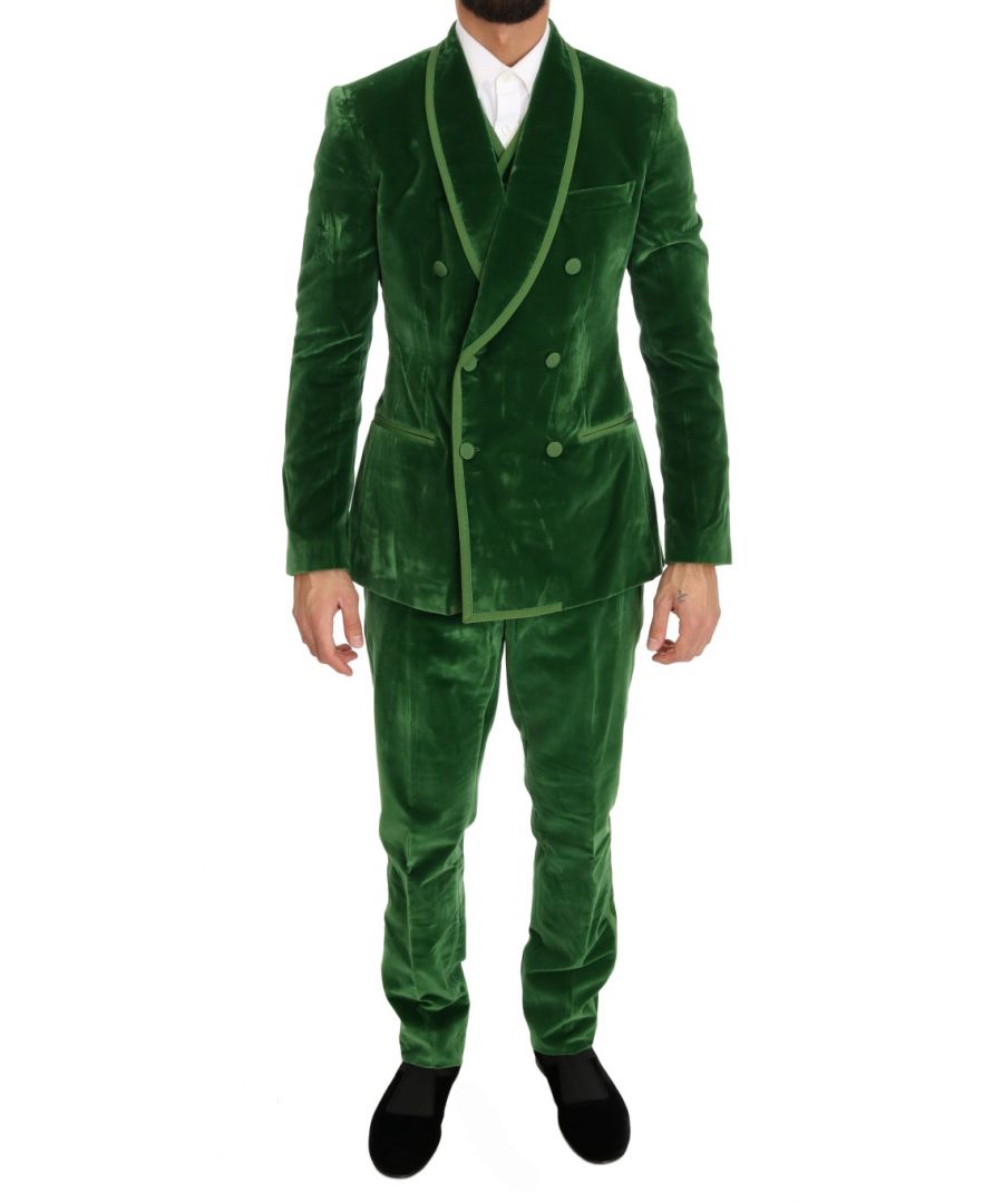 Image for Dolce & Gabbana Green Velvet Slim Fit Double Breasted Suit