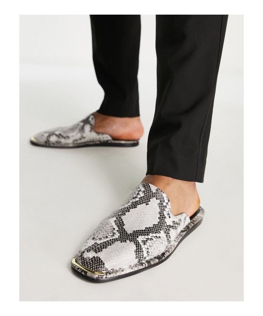 Loafers by ASOS DESIGN Love at first scroll Snake print Slip-on style Square toe Flat sole Sold by Asos
