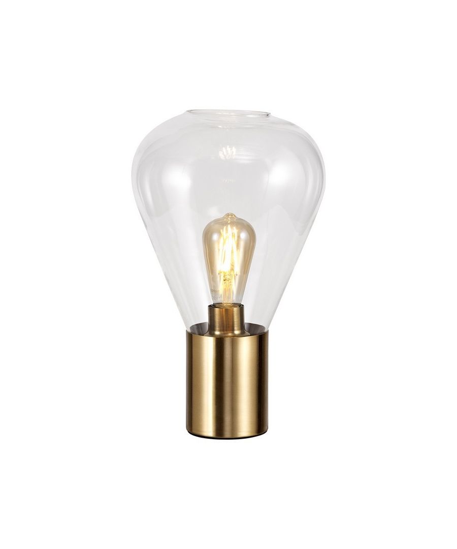 Finish: Ancient Brass | Shade Finish: Clear | IP Rating: IP20 | Height (cm): 38 | Diameter (cm): 23 | No. of Lights: 1 | Lamp Type: E27 | Switched: Yes - Inline Switch | Dimmable: Yes - Dimmable Lamps Required | Wattage (max): 40W | Weight (kg): 1.2kg | Bulb Included: No