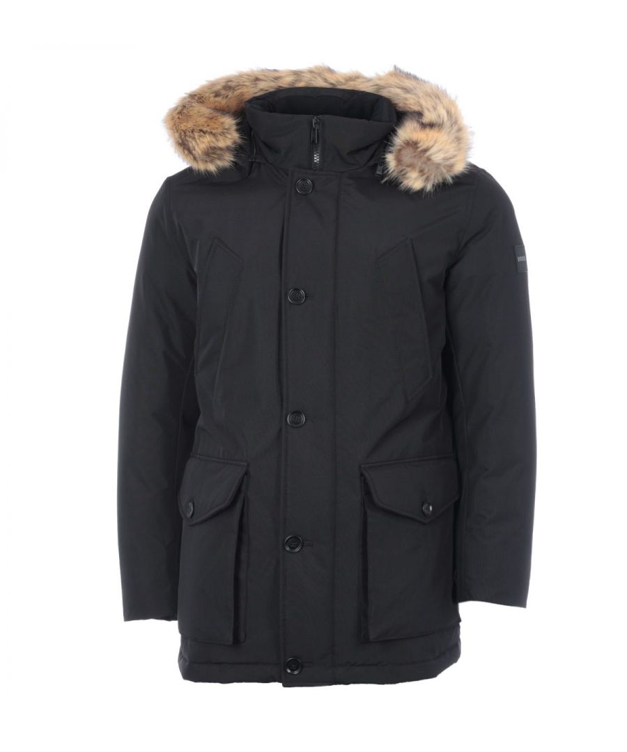 Elevate your outerwear with this versatile down parka jacket from BOSS. Sure to keep your warm thanks to the voluminous recycled polyester insulation, locked in with a durable two-layered polyester fabric. Lined with a a digitally printed fabric that bears the iconic logo tape design and features a removable faux fur hood, two-way zip closure with a buttoned storm flap, four front pockets, an internal pocket and rib-knit storm cuffs. Finished with the rubberised logo badge to the left sleeve and signature BOSS branding throughout. Regular Fit, Durable Tow-Layered Polyester Shell, Recycled Polyester Fill , Removeable Faux Fur Hood, Two-Way Zip Closure with Button Storm Flap, Twin Chest Pockets & Waist Patch Pockets, Internal Pocket, Rib-Knit Storm Cuffs, BOSS Branding. Style & Fit:Regular Fit, Fits True to Size. Composition & Care:Shell: 100% Recycled Polyamide (Nylon), Fill: 100% Recycled Polyester, Professional Wet Clean.
