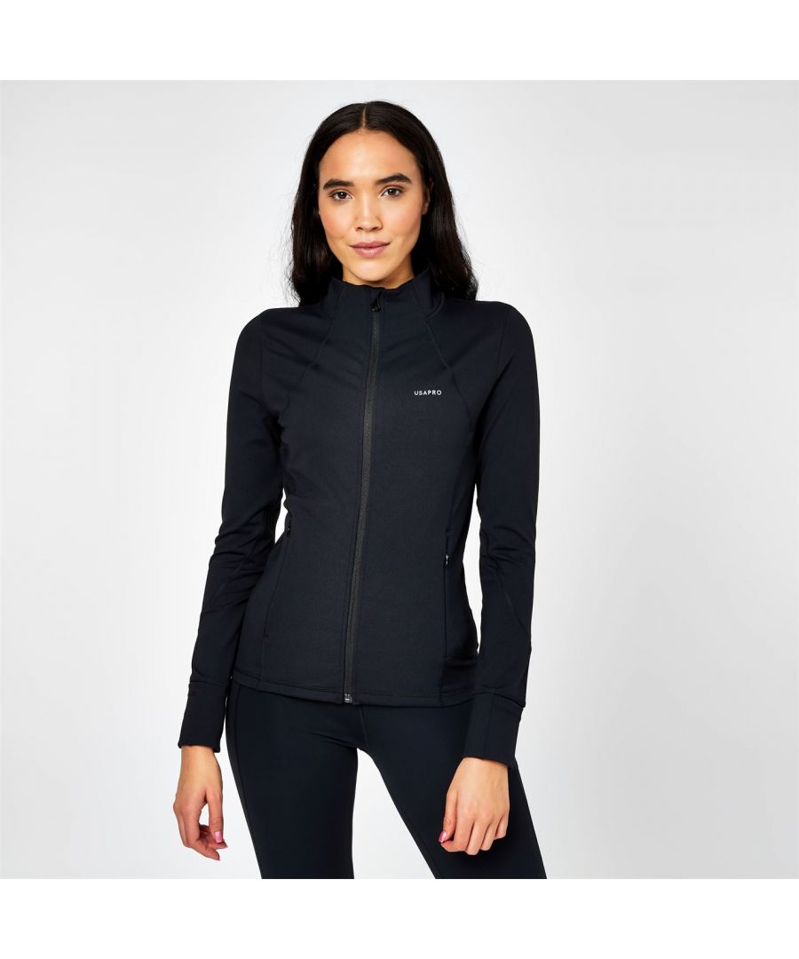 Image for USA Pro Womens Ladies Fitness Jacket Coat Long Sleeve Full Zip Training Top