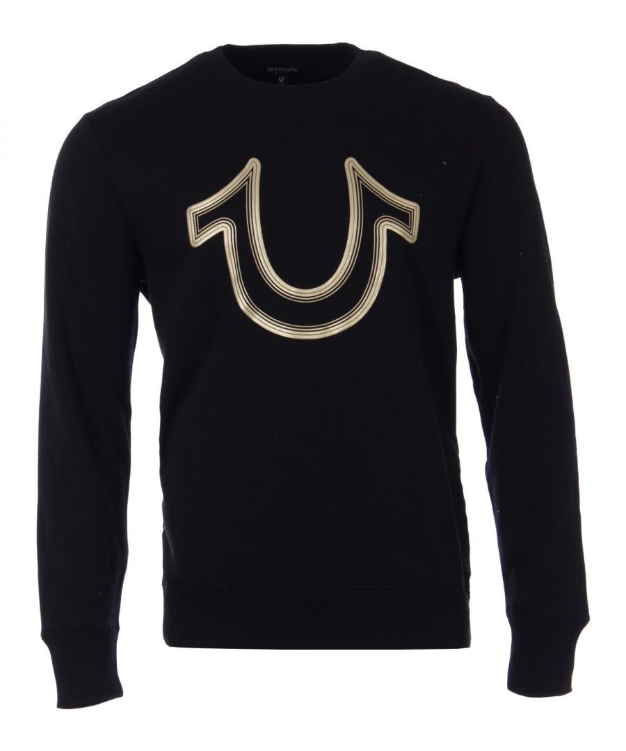 Image for True Religion Horseshoe Foil Logo Crew Neck Sweatshirt - Black