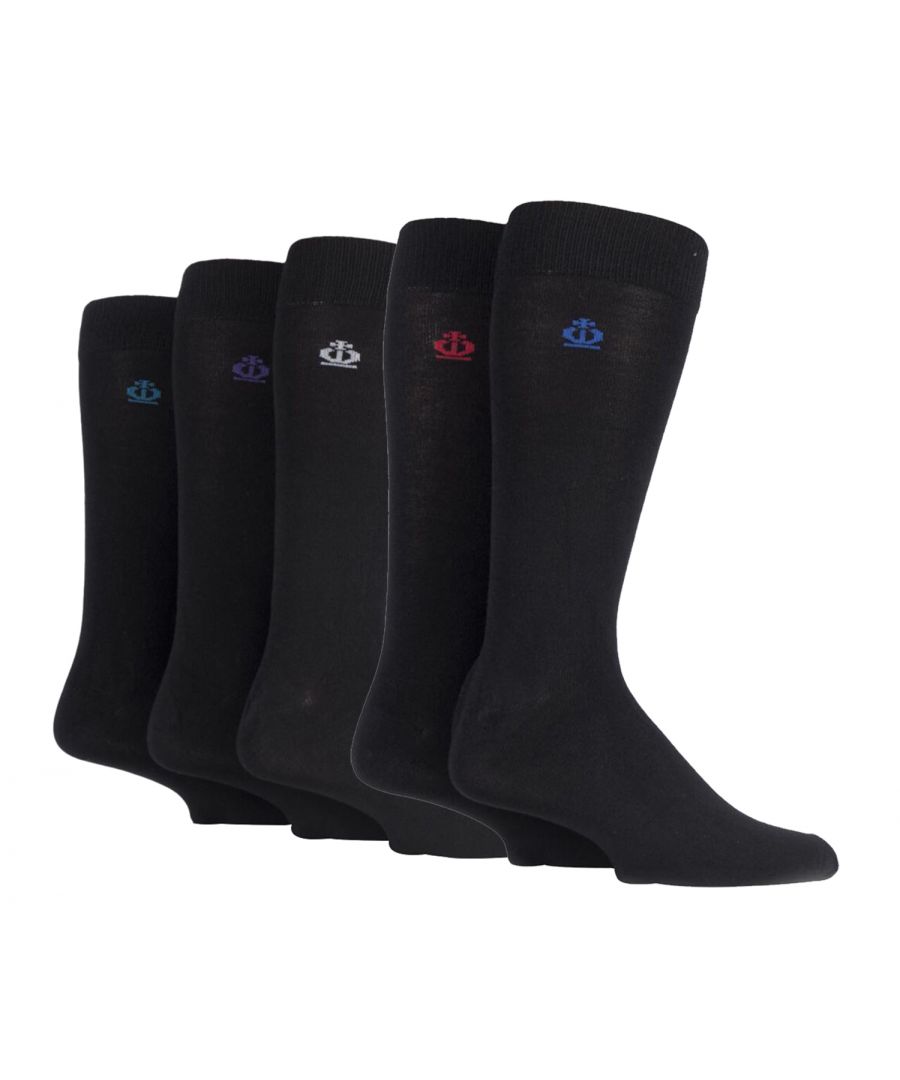 jeff banks - 5 pack mens breathable / moisture wicking bamboo socks - black - size uk 7-11