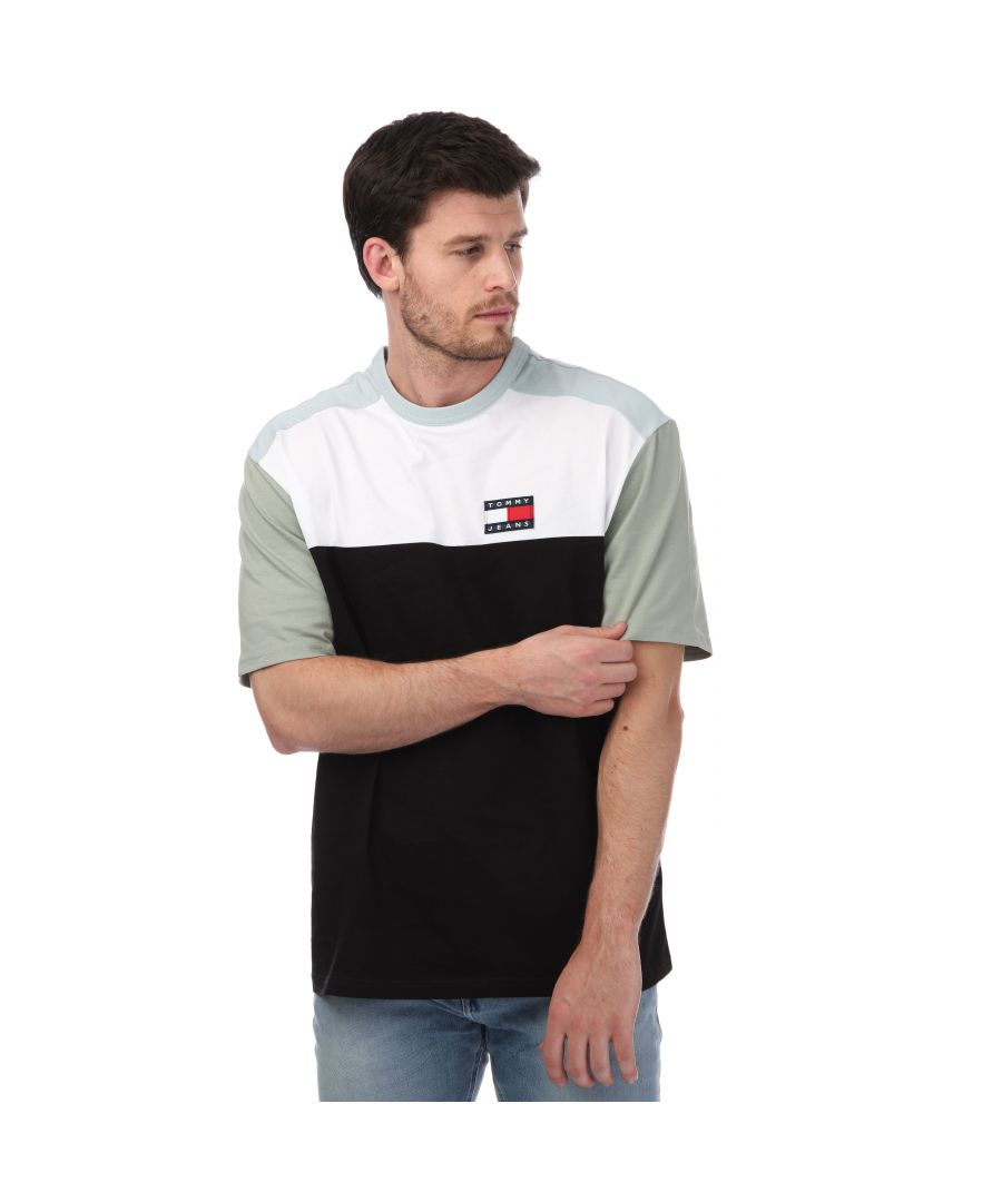 Tommy Hilfiger Badge Colour-Blocked T-shirt voor heren, zwart