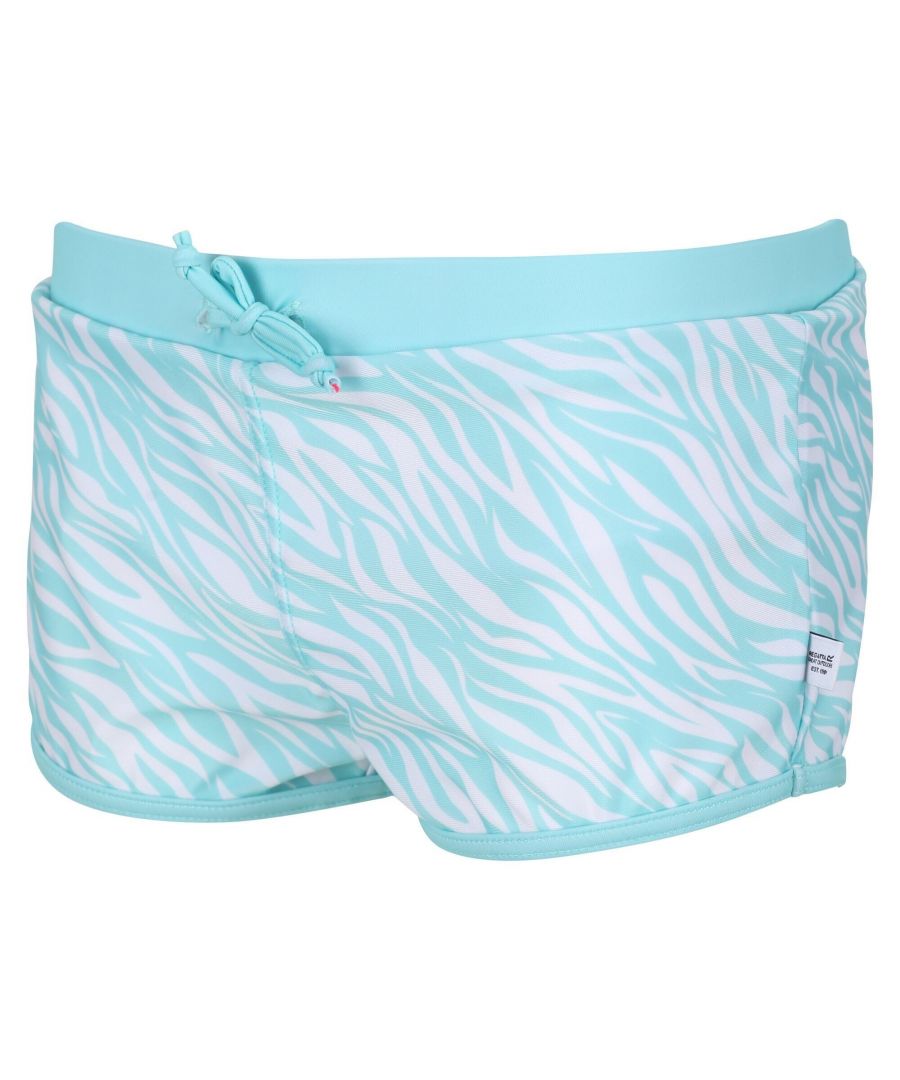 Image for Regatta Girls Hosanna Zebra Print Swim Shorts (Aruba Blue)