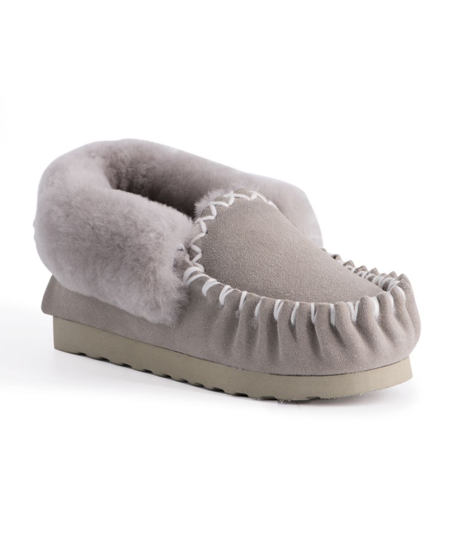 DETAILS\n\n\n\nCosy moccasin you will never want to take off your feet\nPlush premium Australian sheepskin lining\nLeather suede upper - Water Resistance\nFull Australian sheepskin insole\nFine craftsmanship\nLight weight EVA outsole - soft and extra cushioning\n\nSheepskin breathes allowing feet to stay warm in winter and cool in summer\n100% brand new and high quality, comes in a branded box, suitable for gift