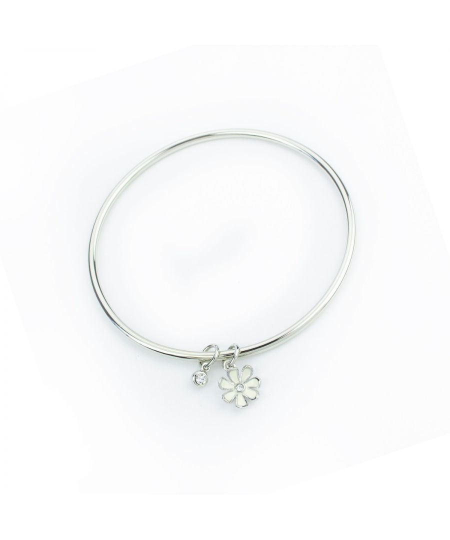 Image for Fiorelli Fashion Imitation Rhodium Plated Crystal & Flower Charm Bangle