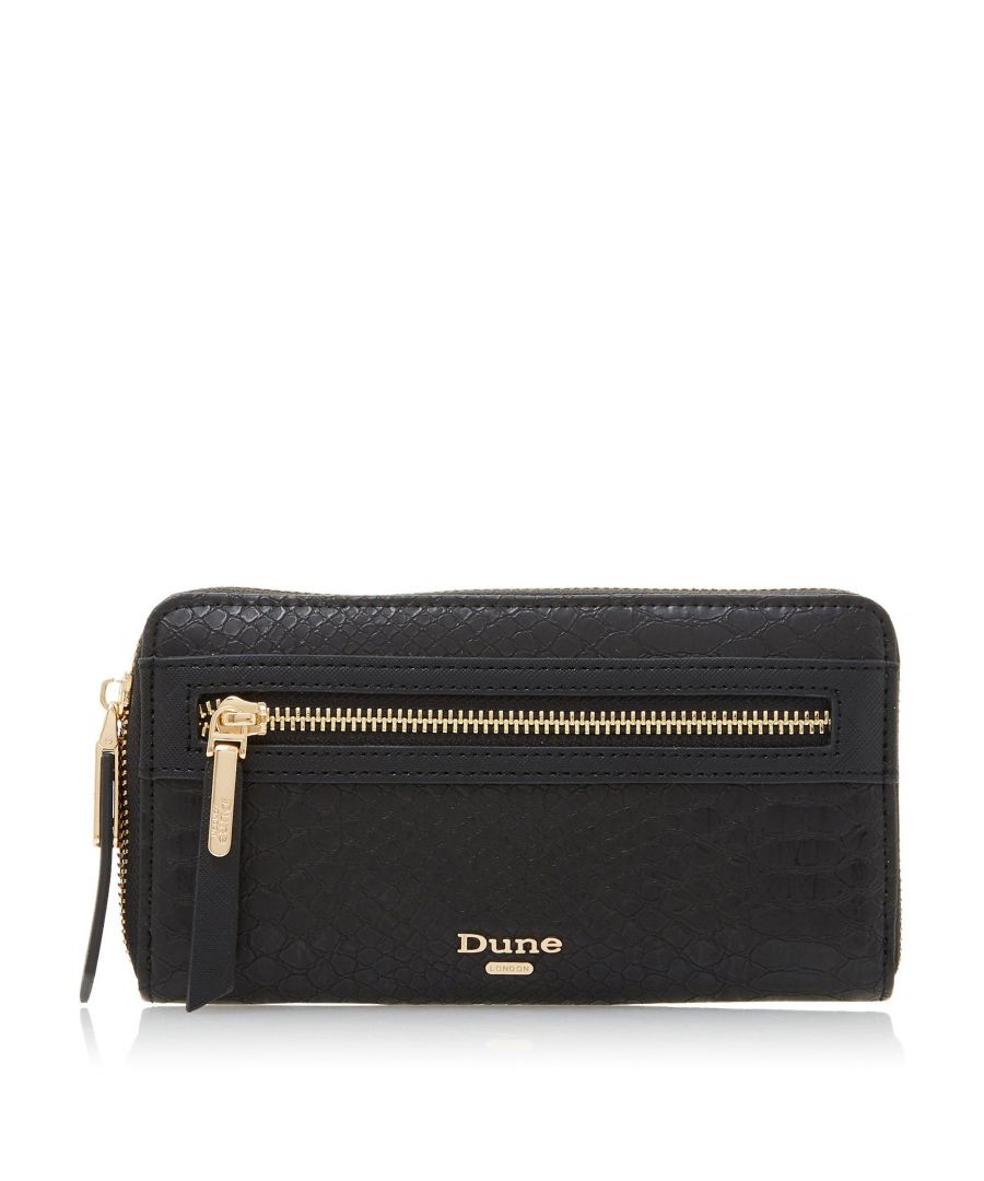 Store your essentials in style with the Kelle purse from Dune London. It features a zip-around fastening and multiple card and cash slots. Complete with gold-tone branded hardware.