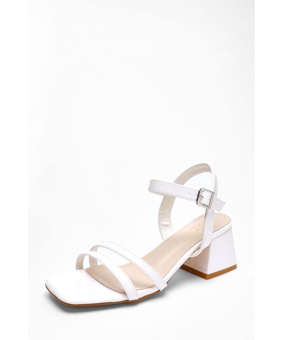 Quiz Womens White Faux Leather Block Heel Sandal - Size UK 2