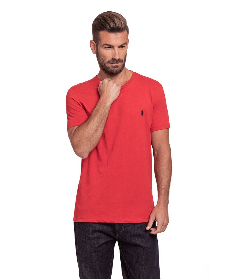 Ralph Lauren Short Sleeve T-Shirt, 100% cotton. These original men's designer short sleeve t-shirts feature the brand logo. Crafted with 100% cotton, these lightweight and breathable regular fit t-shirts are suitable for every occasion.
