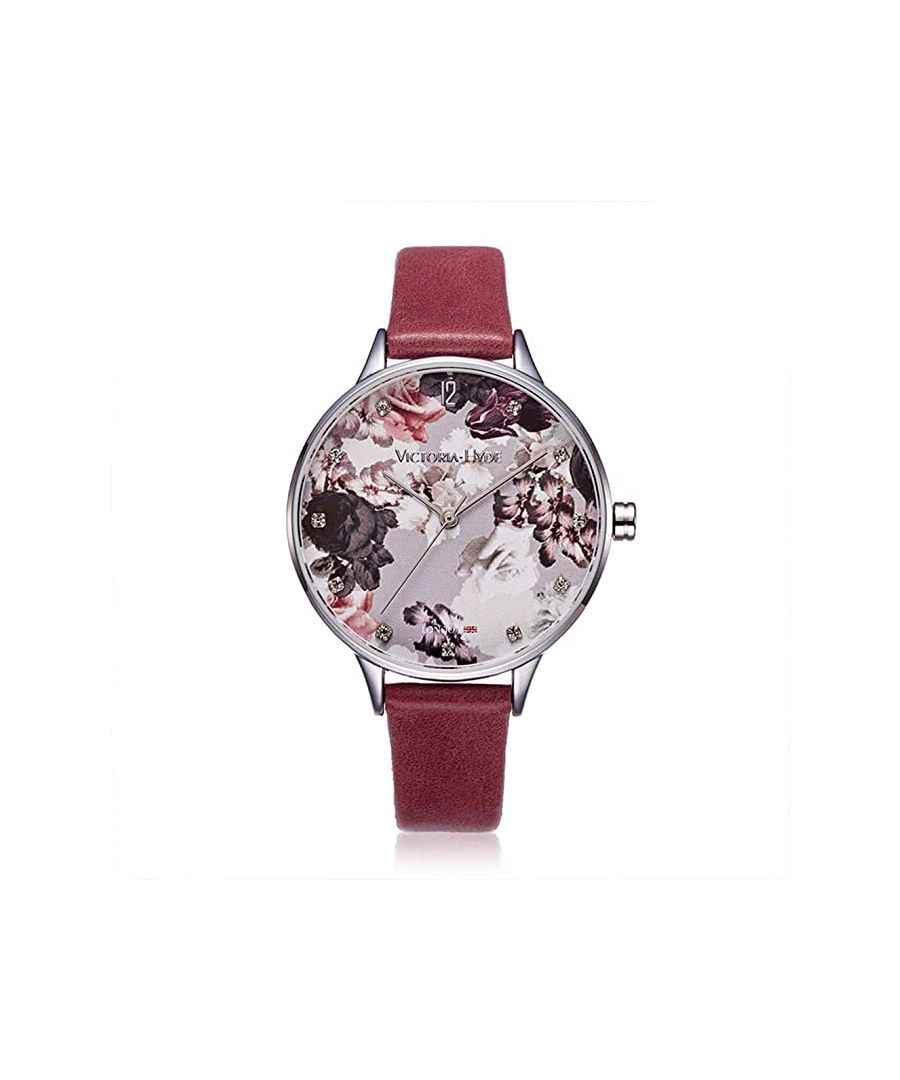 Image for VICTORIA HYDE Watch Flower Pattern Leather, red