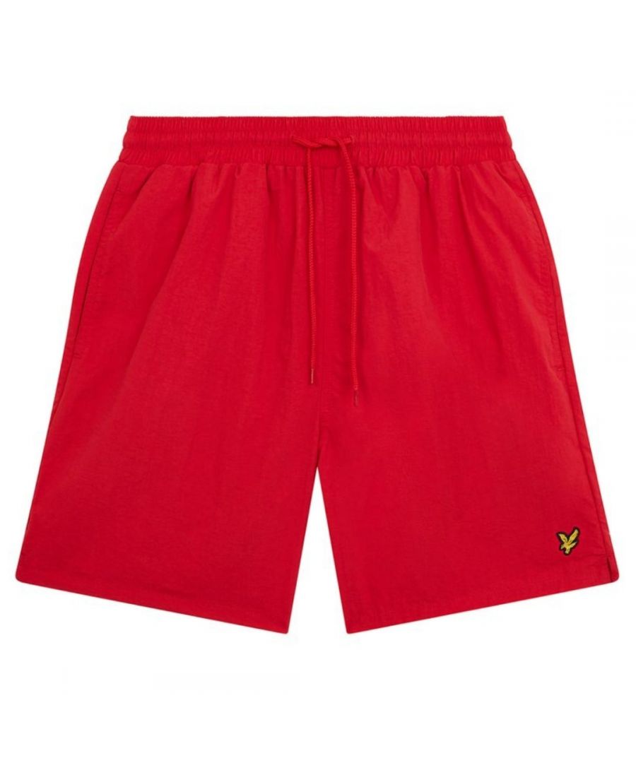 Lyle & Scott Mens Branded Logo Gala Red Swim Shorts - Size Medium