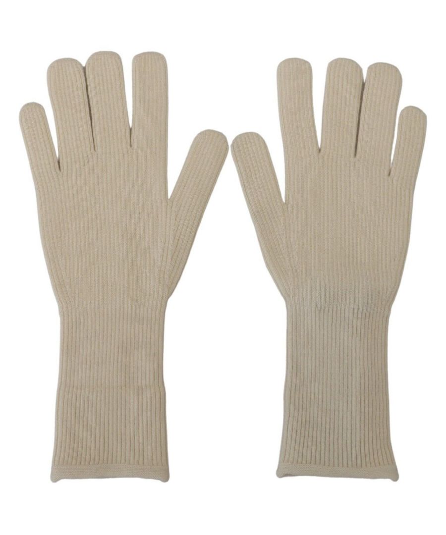 Dolce & Gabbana Mens Luxurious Cashmere Knitted Hands Mitten Gloves - White - Size 9 (Gloves)