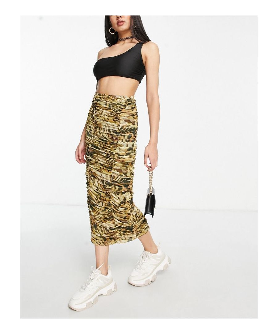 Skirts by Topshop Waist-down dressing Animal print High rise Ruched design Slim fit  Sold By: Asos