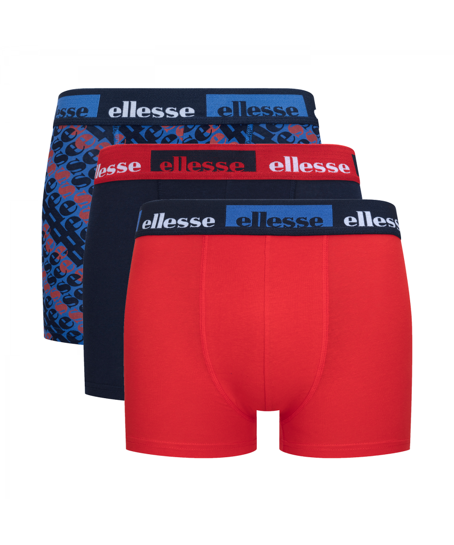Image for Ellesse Men’s Muxel 3 Pack Underwear Trunks Blue / Red / Multi WB