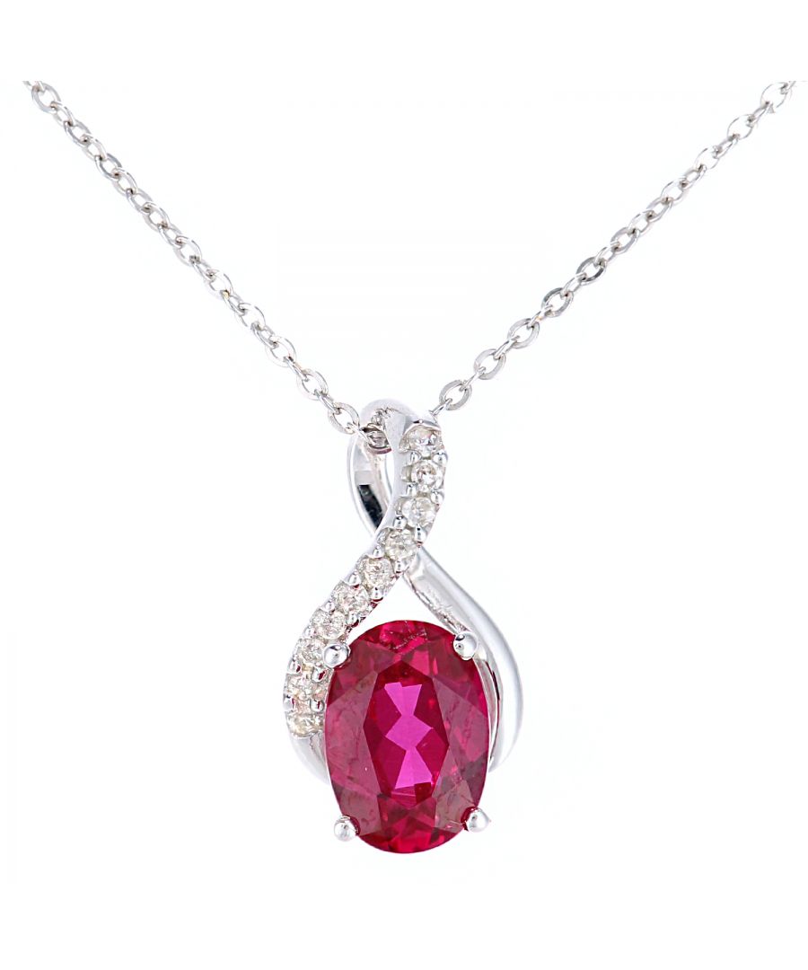 Image for 9ct White Gold 1.03ct Created Ruby and 0.04ct Diamond Pendant
