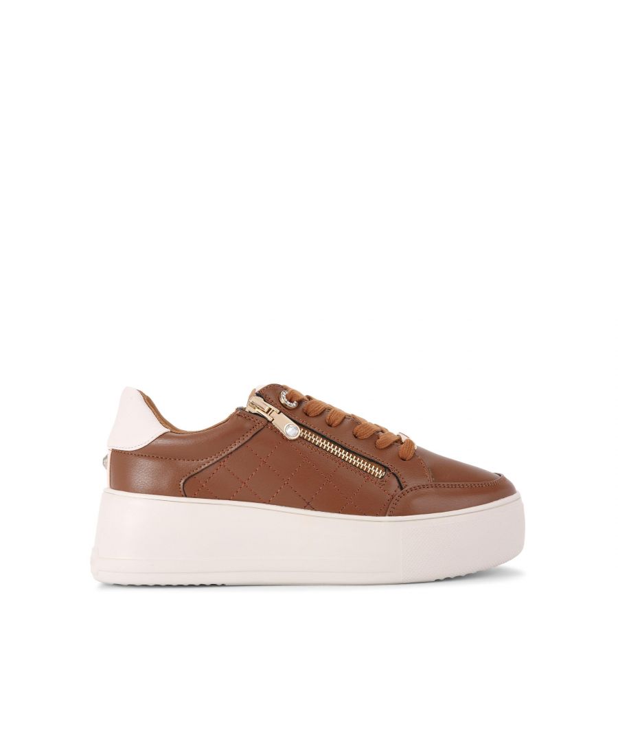 Carvela Womens Jive Zip Sneakers - Tan - Size UK 7