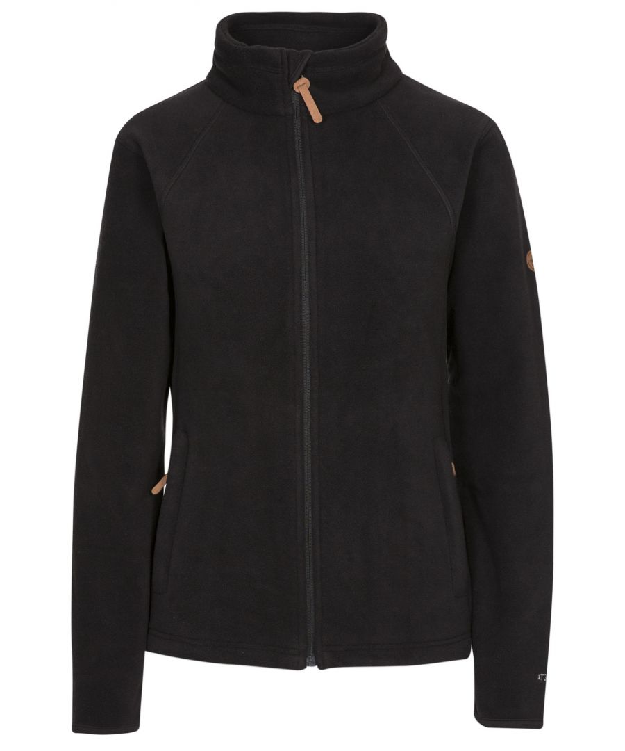 Material: 100% Polyester. Fabric: Knitted, Sueded Fleece. 500gsm. Design: Plain. Trim: Leather. Fabric Technology: Airtrap, AT300. Low Profile Zip. Cuff: Bound. Neckline: Funnel Neck, Zip. Sleeve-Type: Long-Sleeved. Pockets: 2 Zip Pockets. Fastening: Full Zip. Hem: Drawcord.