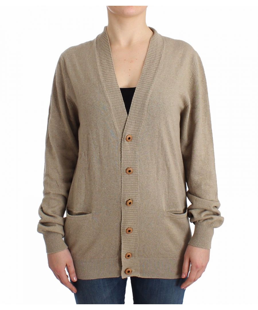 Image for Ermanno Scervino Beige Cardigan Wool Cashmere Sweater Knit