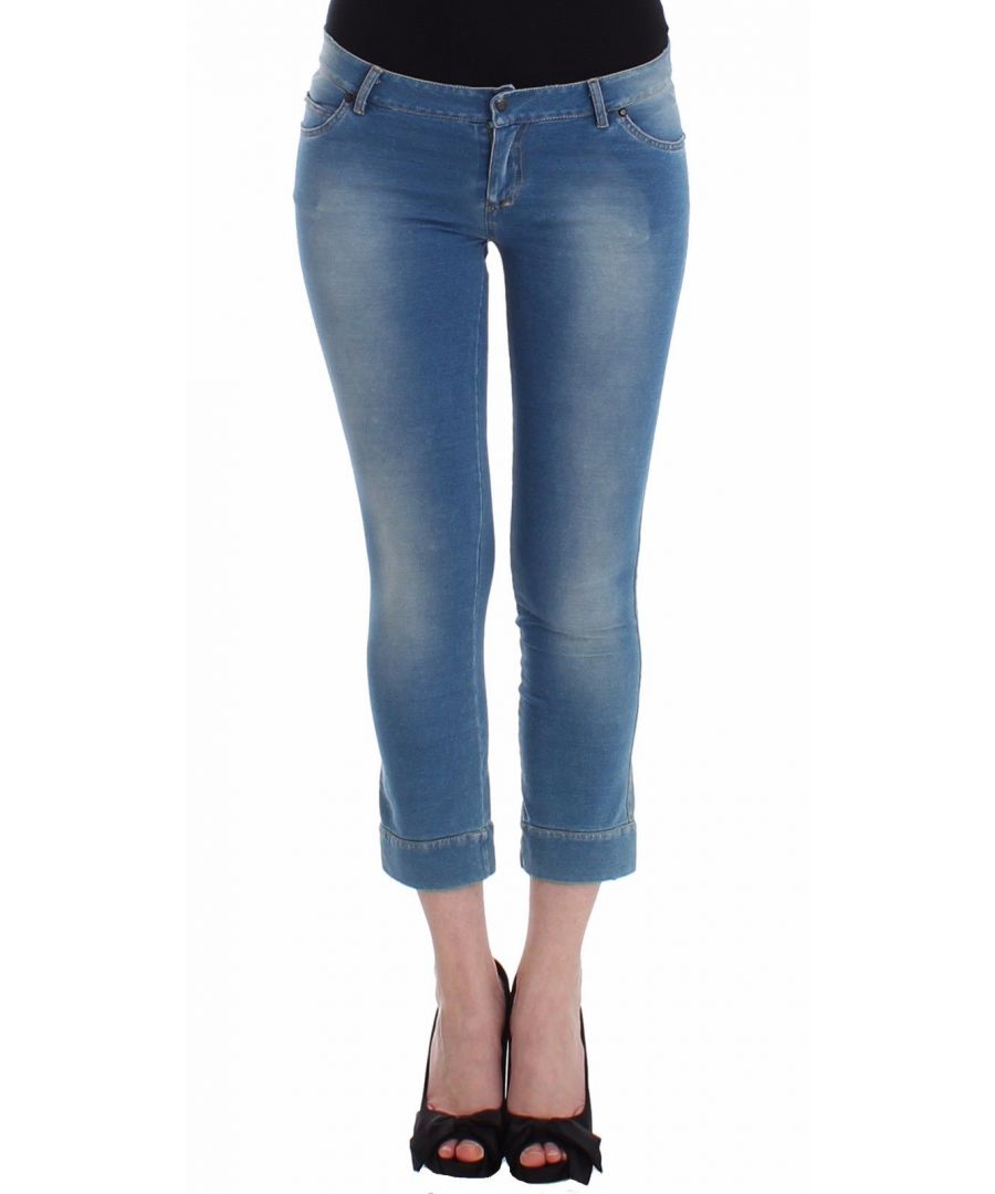 Ermanno Scervino Womens Beachwear Blue Jeans Capri Pants Cropped - Grey Cotton - Size X-Small