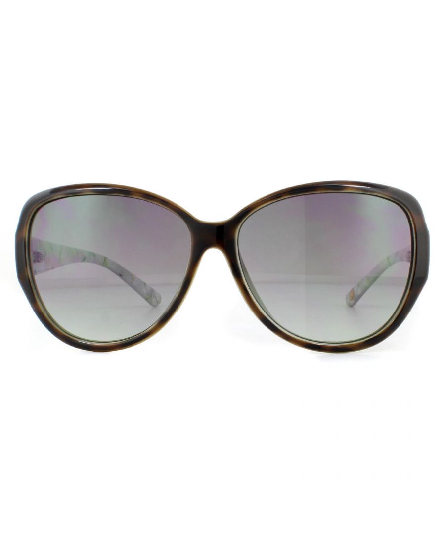 Ted Baker Sunglasses TB1394 Shay 112 Tortoise Green Grey Gradient are an ultra feminine oval style with a lovely floral design on the insides of the temples and finished with the Ted Baker logo.