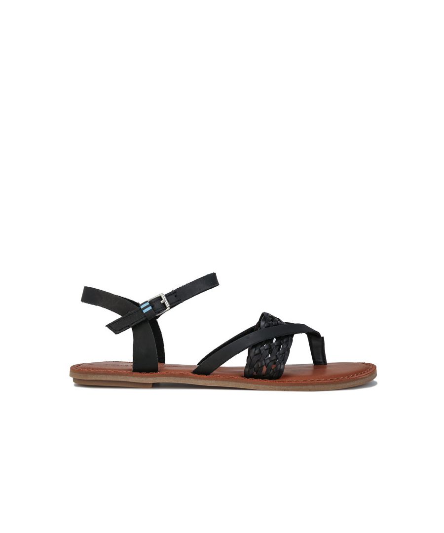 Womens Toms Lexie Sandals in black.<BR><BR- Leather upper.<BR>- Slip on.<BR>- Adjustable ankle strap with TOMS metal buckle.<BR>- Gladiator-inspired flat sandal.<BR>- Cushioned leather footbed provides light cushioning.<BR>- Custom TOMS molded rubber inLexiein outsole.<BR>- Leather upper  Textile lining  Synthetic sole.<BR>- Ref.: 10013458