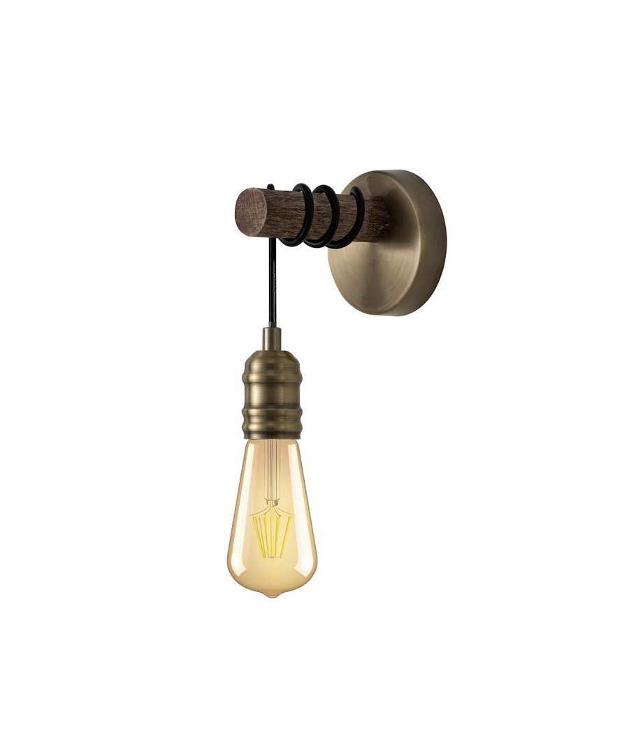 Finish:  Antique Brass Height (cm): 18.00 | Width (cm): 11.00 | Lamp Type: E27 | Number of Lights: 1 | IP Rating: IP20 | Dimmable: No | Switch: Not Switched | Bulb Included: No | Wattage (max): 40W | Weight (kg): 0.33