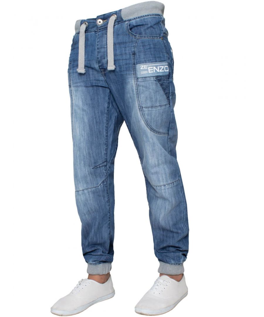 Image for Enzo Men's Cuffed Fit Denim Jeans