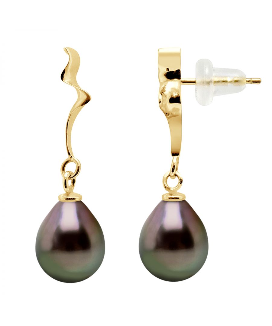 Image for DIADEMA - Earrings - Fantasy Patern in Yellow Gold and Real Tahitian Pearls